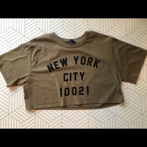 Forever 21 olive green New York cropped top